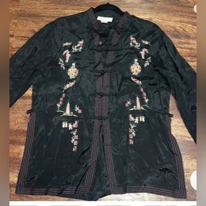Vintage Sterling Styles Embroidered Japanese jacket One Size Rayon Art To Wear
